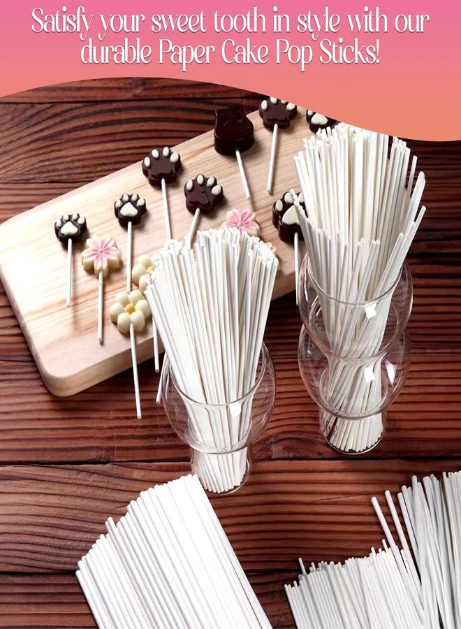 Gadget Beyond 6-Inch White Paper Cake Pop Sticks - Premium 100 Pack | Perfect for Lollipops, Cookies, Chocolate Cake Toppers | Versatile Baking & Crafting Accessory - Image 5