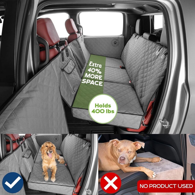 Ruff Liners Standard Dog Seat Cover, Gray â€“ As Seen on Shark Tank â€“ Back Seat Protector for Cars, Mid-Size SUVs, & Mid-Size Trucks â€“ Waterproof, Touch Fasteners, & Belt Slots â€“ Sturdy Dog Hammock - Image 3