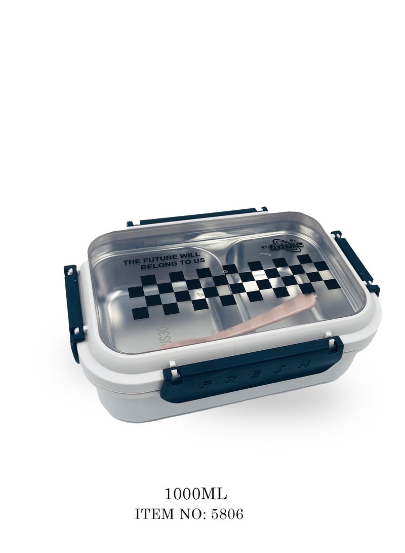 Stainless Steel Lunch Box 1000 ml with Hot Water Warm Function, Silicone Seal, Spoon - Ideal for Kids, Adults, and Office Use  - Image 1