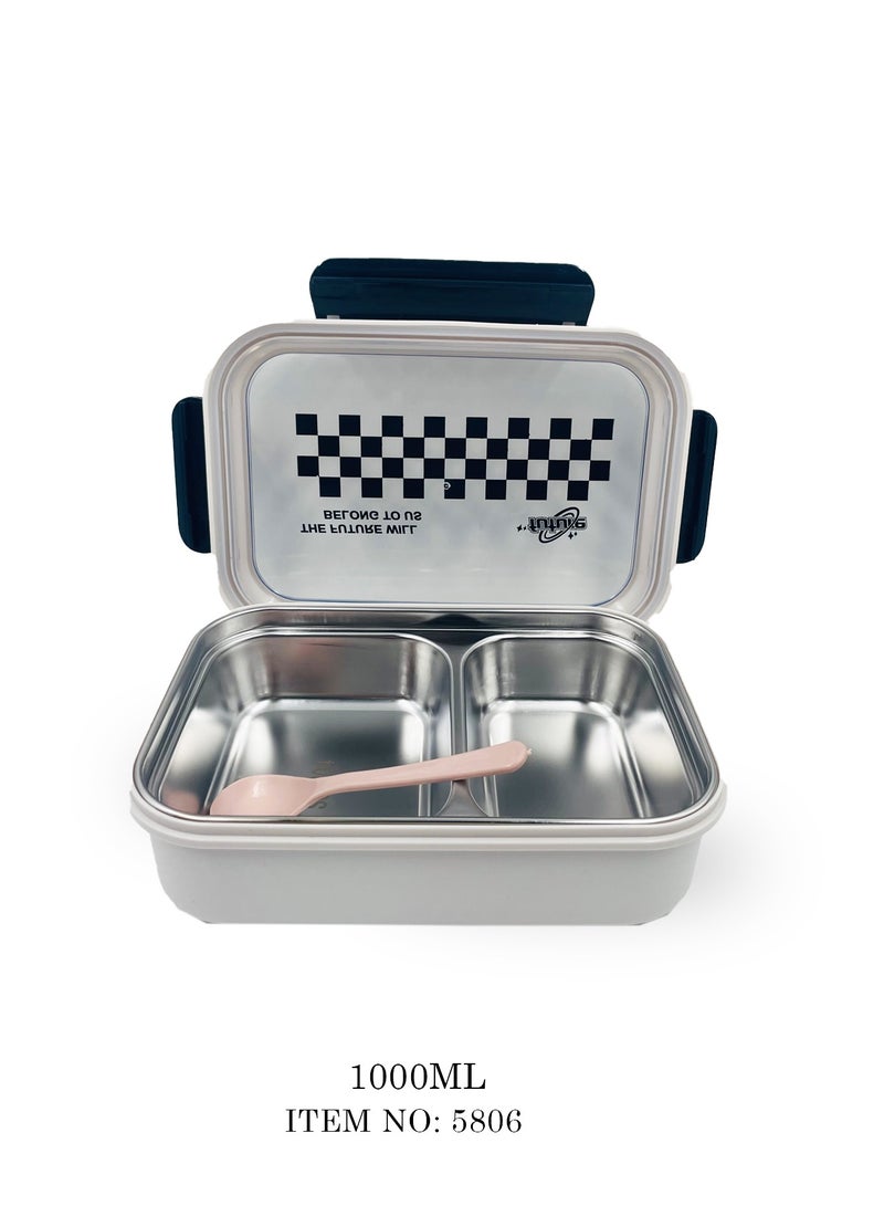 Stainless Steel Lunch Box 1000 ml with Hot Water Warm Function, Silicone Seal, Spoon - Ideal for Kids, Adults, and Office Use  - Image 3