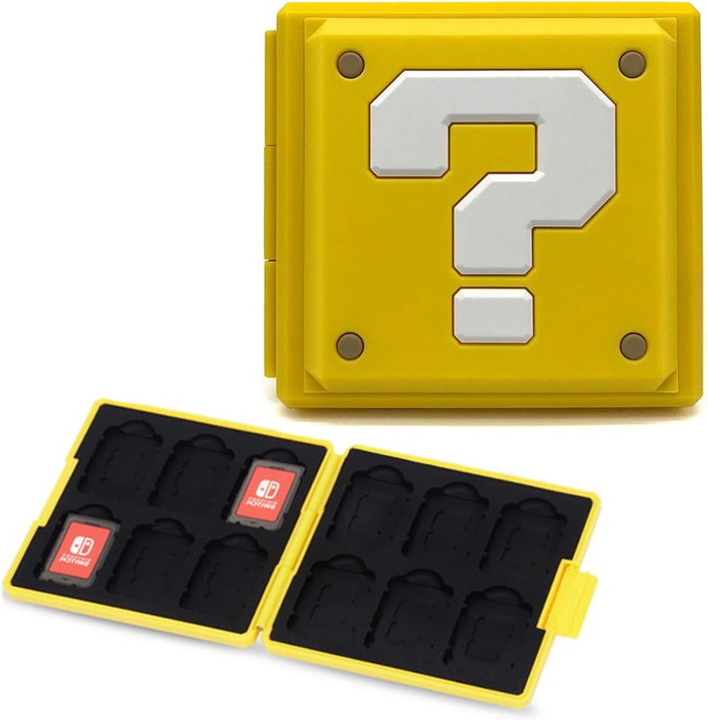 حقيبة بطاقات ألعاب لجهاز Nintendo Switch، حامل بطاقات ألعاب محمول، حقيبة تخزين بطاقات ألعاب بغلاف صلب، منظم بطاقات Switch بسعة كبيرة مع 12 فتحة للبطاقات (أصفر Q) - Image 1