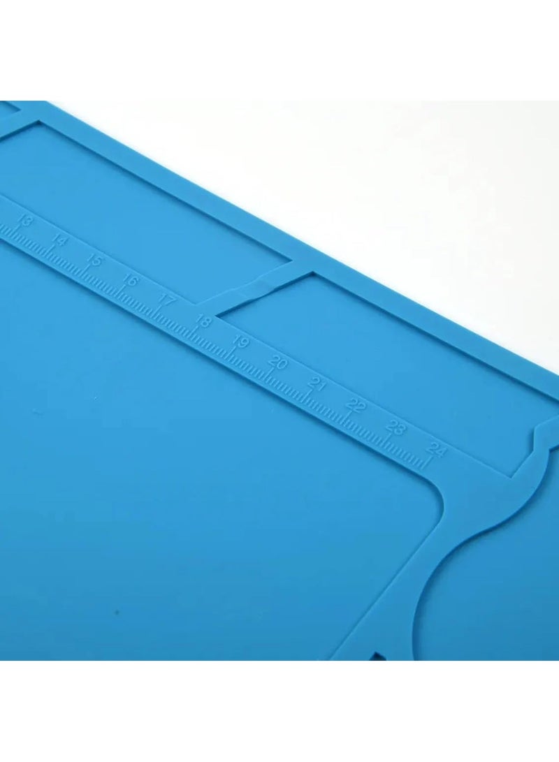 Soldering Mat 33x21cm, Silicone Heat Resistant Work Station Desk Pad for BGA Soldering Iron Workbench Cell Phone Laptop Repair (TE-609, Blue)