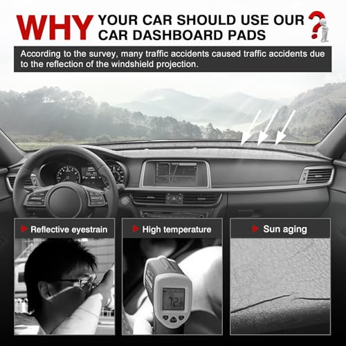 Autorder Dashboard Cover Mat for Kia Optima 2016-2020 Accessories Dash Cover Upgrade Velvet Dash Mat Sunshade Glare UV Rays Protector - Image 2