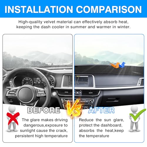 Autorder Dashboard Cover Mat for Kia Optima 2016-2020 Accessories Dash Cover Upgrade Velvet Dash Mat Sunshade Glare UV Rays Protector - Image 3