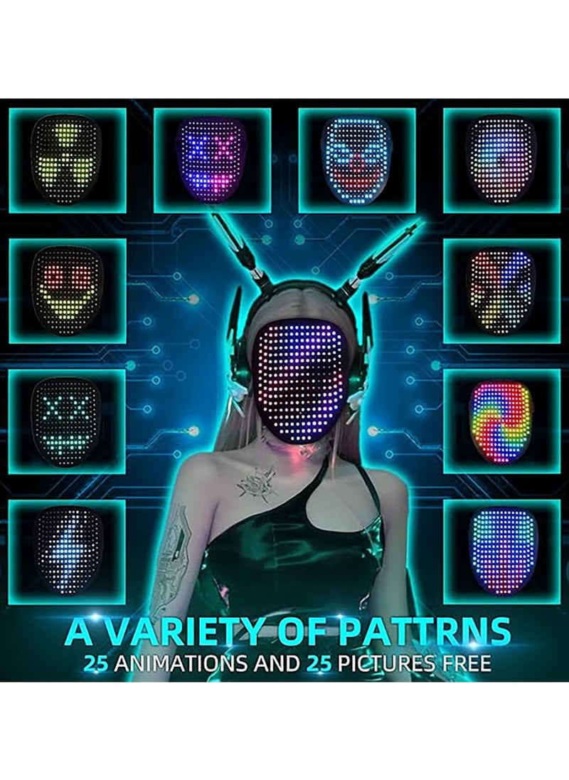 Jorunb Led Mask, Light Up Mask with Gesture Sensing, LED Lighted Face Transforming Mask, Costume Cosplay Party  - Image 2