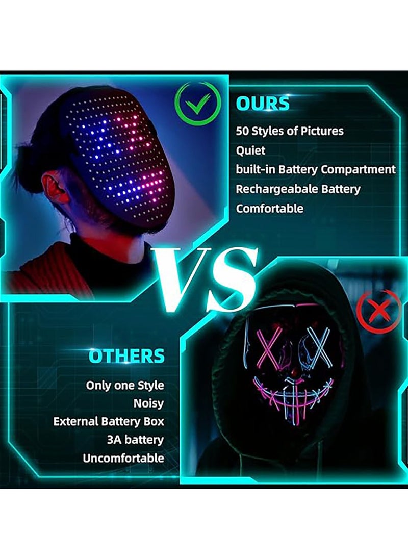 Jorunb Led Mask, Light Up Mask with Gesture Sensing, LED Lighted Face Transforming Mask, Costume Cosplay Party  - Image 3