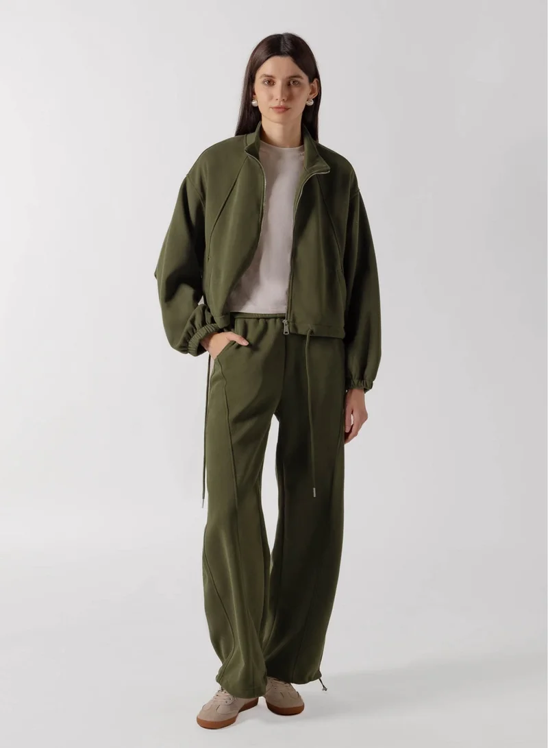PANELED ZIP-UP JACKET SET