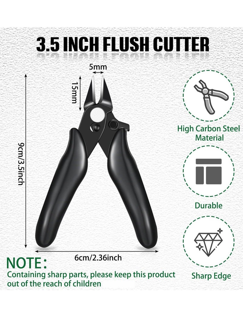 3 Pcs 3.5 Inch Micro Cutter With Lock Flush Mini Wire Cutters Side Diagonal Cutting Pliers Small Cut Jewelers Tools Soft Snips Nippers For Electronic, Model, Black - Image 2