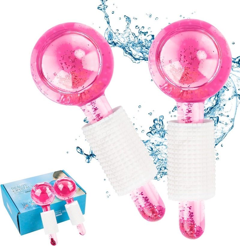 PiyuBind Face Ice Ball for Facials Ice Roller Mold for Face and Eye 2pcs Facial Ice Globes Skin Care Tools for Brighten Tighten Skin Hot Cold Use Pink - Image 1