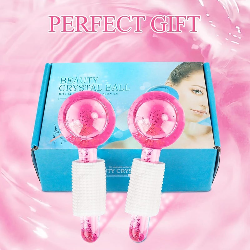 PiyuBind Face Ice Ball for Facials Ice Roller Mold for Face and Eye 2pcs Facial Ice Globes Skin Care Tools for Brighten Tighten Skin Hot Cold Use Pink - Image 2