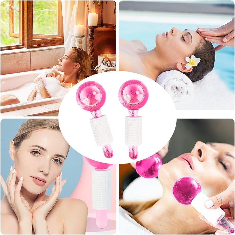 PiyuBind Face Ice Ball for Facials Ice Roller Mold for Face and Eye 2pcs Facial Ice Globes Skin Care Tools for Brighten Tighten Skin Hot Cold Use Pink - Image 5