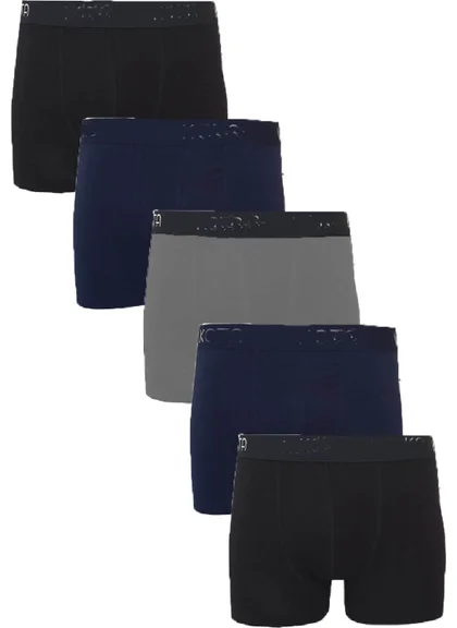Hepsine Rakip Rival to All 5-Piece Men's Modal Lycra Boxer, Flexible, Comfortable, Colorful Cuffs
