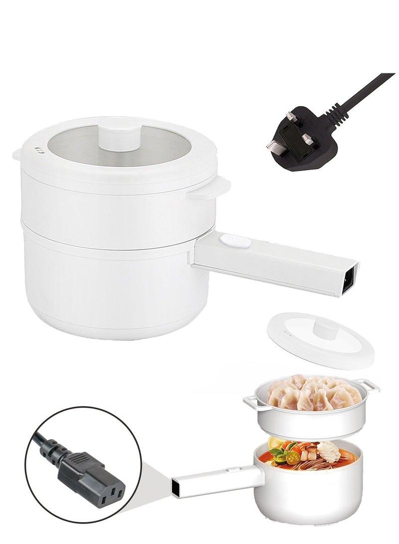 Sharpdo 2.2L Electric Hot Pot, Electric Hot Pot, Electric Cooking Pot With Steamer And Temperature Control For Egg Soup Steak Steam Sauté White - Image 1