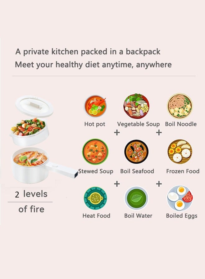 Sharpdo 2.2L Electric Hot Pot, Electric Hot Pot, Electric Cooking Pot With Steamer And Temperature Control For Egg Soup Steak Steam Sauté White - Image 2