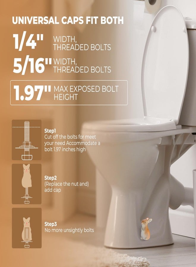 PrtMron Ceramic Toilet Bowl Bolt Caps Covers, Rabbit Design (2-Pack) - Universal Fit Screw Covers for Bathroom Decoration, Durable & Easy Install Bolt Caps (Yellow) - Image 4