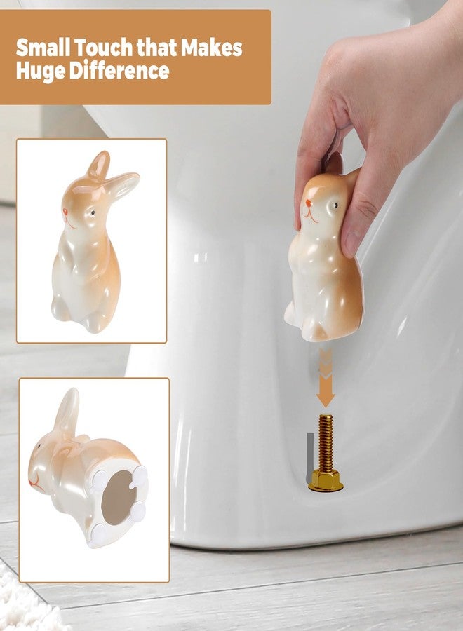 PrtMron Ceramic Toilet Bowl Bolt Caps Covers, Rabbit Design (2-Pack) - Universal Fit Screw Covers for Bathroom Decoration, Durable & Easy Install Bolt Caps (Yellow) - Image 2