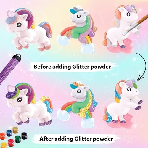Little Berry DIY Art and Craft Items | Magical Unicorn Craft Kit | Make 6 Glitter Fridge Magnets | Painting Art and Craft Set for 3-10 Year Old Girls and Boys | DIY Kit for Kids - Image 4