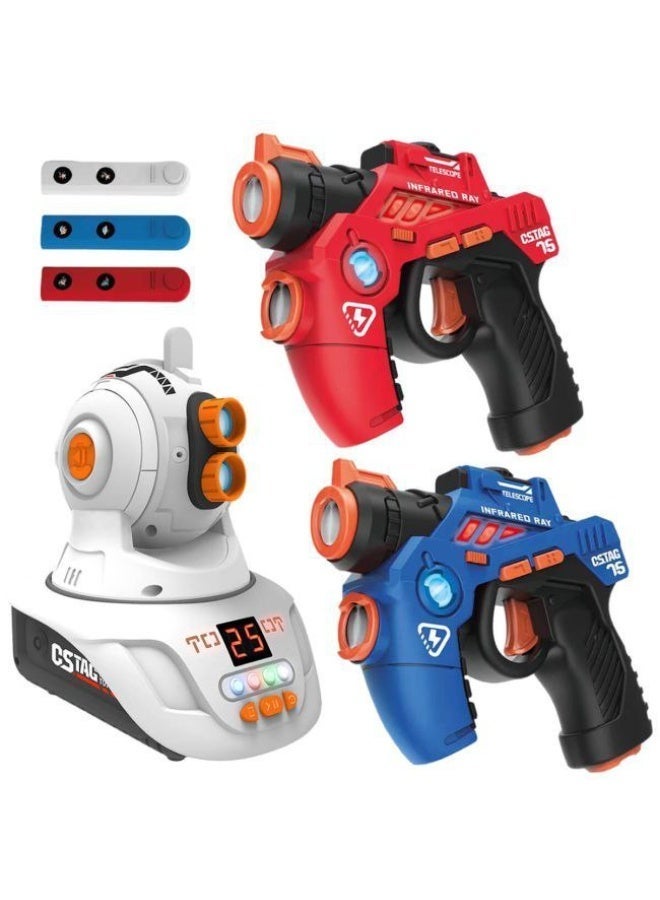 لعبه حرب الفضاء، بروجيكتور متحرك ومسدسين لعبه للتصويب على الاهداف الطائرة،  لعبة تصويب تفاعلية للاعبين تعمل بالأشعة تحت الحمراء بصوت وإضاءة ووضعين للعب لعبة فردية وجماعية ، مناسبة للاستخدام داخل المنزل وخارجه - Image 5