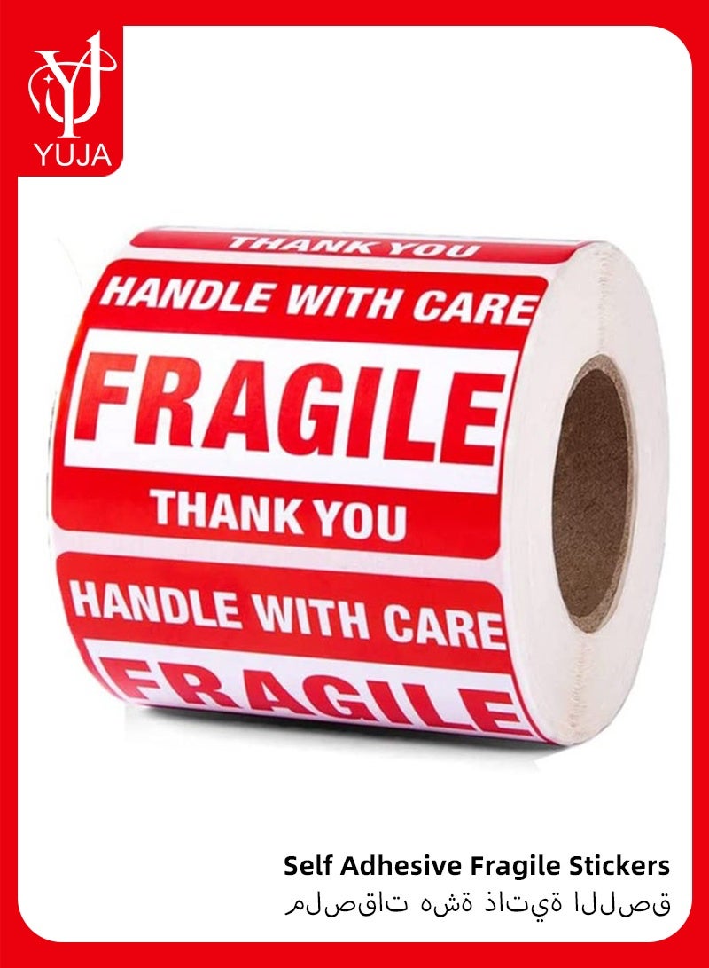 YUJA 2"x3" Self Adhesive Fragile Stickers, Handle with Care Stickers for Packing Shipping Moving Warning Stickers, Thank You Fragile Labels, Permanent Adhesive Shipping Labels (1 Roll 500Pcs) - Image 1