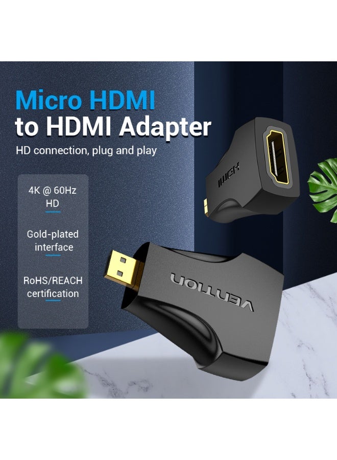 VENTION Micro HDMI Male to HDMI Female Adapter Black Model # AITB0 - Image 2