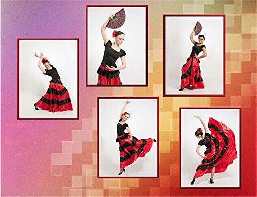 lontakids Womens Spanish Bull Dance Skirt Belly Dance Skirt Big Swing Flamenco Costume (540 Degree, Red) - Image 3