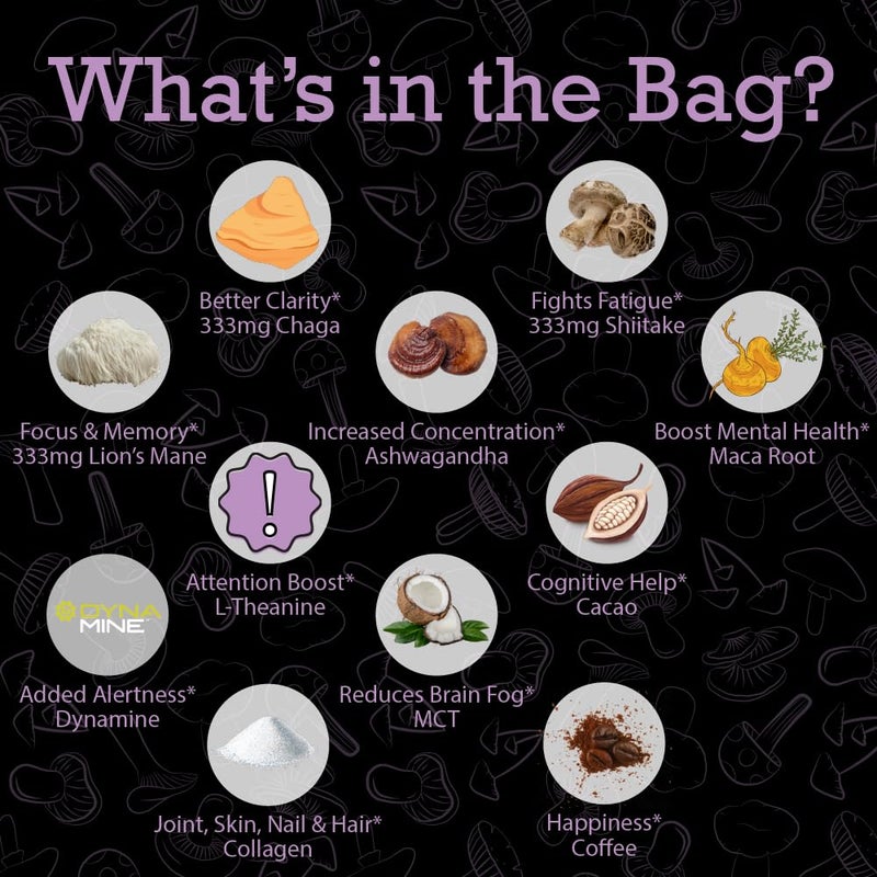 Focus Boost Organic Mushroom Instant Coffee - 135g, 15 Servings Pouch - Healthy Coffee alternative and Substitute - With Dynamine, Collagen, Lions Mane and Antioxidants - Image 4