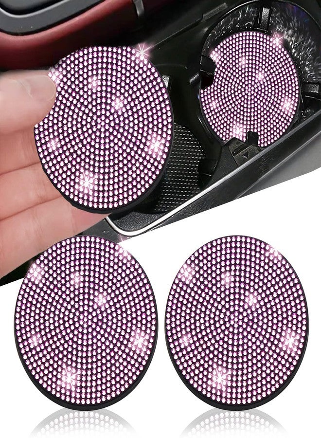 NBTEPEM قطعتان من قواعد أكواب السيارة المرصعة بالكريستال، مقاس 2.75 بوصة، مضادة للانزلاق والصدمات، قواعد أكواب سيارة عصرية عالمية، إكسسوارات داخلية للسيارات للنساء (قطعتان، وردي) - Image 1