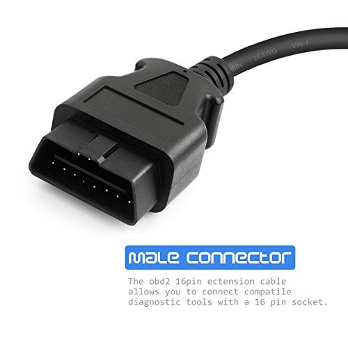 FOXWELL OBD2 OBD II 16Pin Male to Female Diagnostic Extension Convert Cable Adapter 1m/ 39inch - Image 2