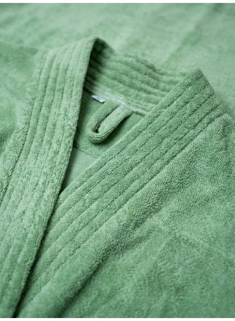 Ambrosia 100% Cotton Medium Terry Bathrobe Luxor Unisex Sage Green Wearable Blanket Comfort, Highly Absorbent Spa Hotel Robe Short Sleeve Loungewear Home Shower Wrap With Pockets - Image 2