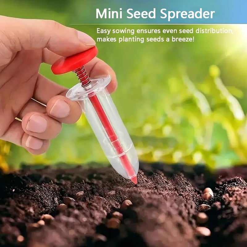 Rongkey 6 PCS Mini Seed Spreader Set, 2025 New Mini Sowing Seed Dispenser, Small Garden Seed Planter Tool, Hand held Manual Seed Spreader with Seedlings Dibber and Widger Set for Tiny Seeds - Image 2