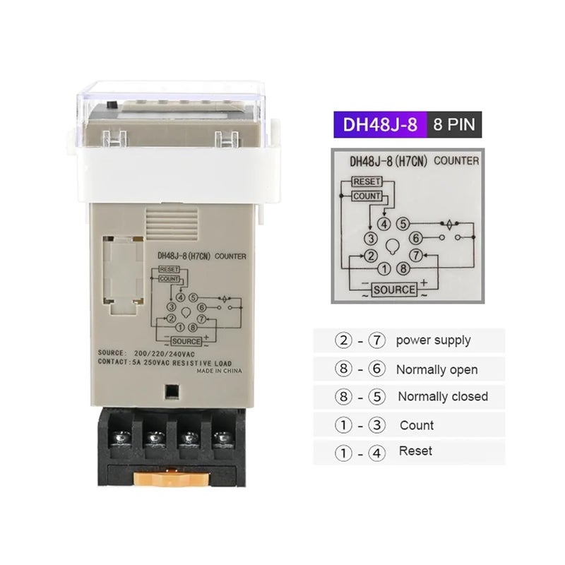 DH48J 11A AC110V Electronic Preset Digital Display Counter Relay NPN Sensor 8PIN 11PIN DC12V 24V AC220V - Image 3