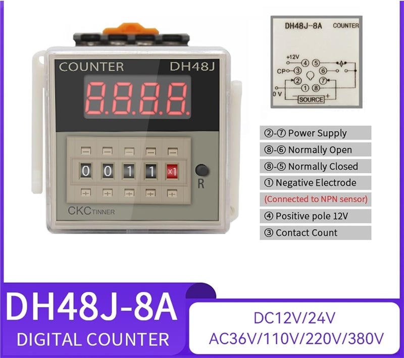 DH48J 11A AC110V Electronic Preset Digital Display Counter Relay NPN Sensor 8PIN 11PIN DC12V 24V AC220V - Image 2