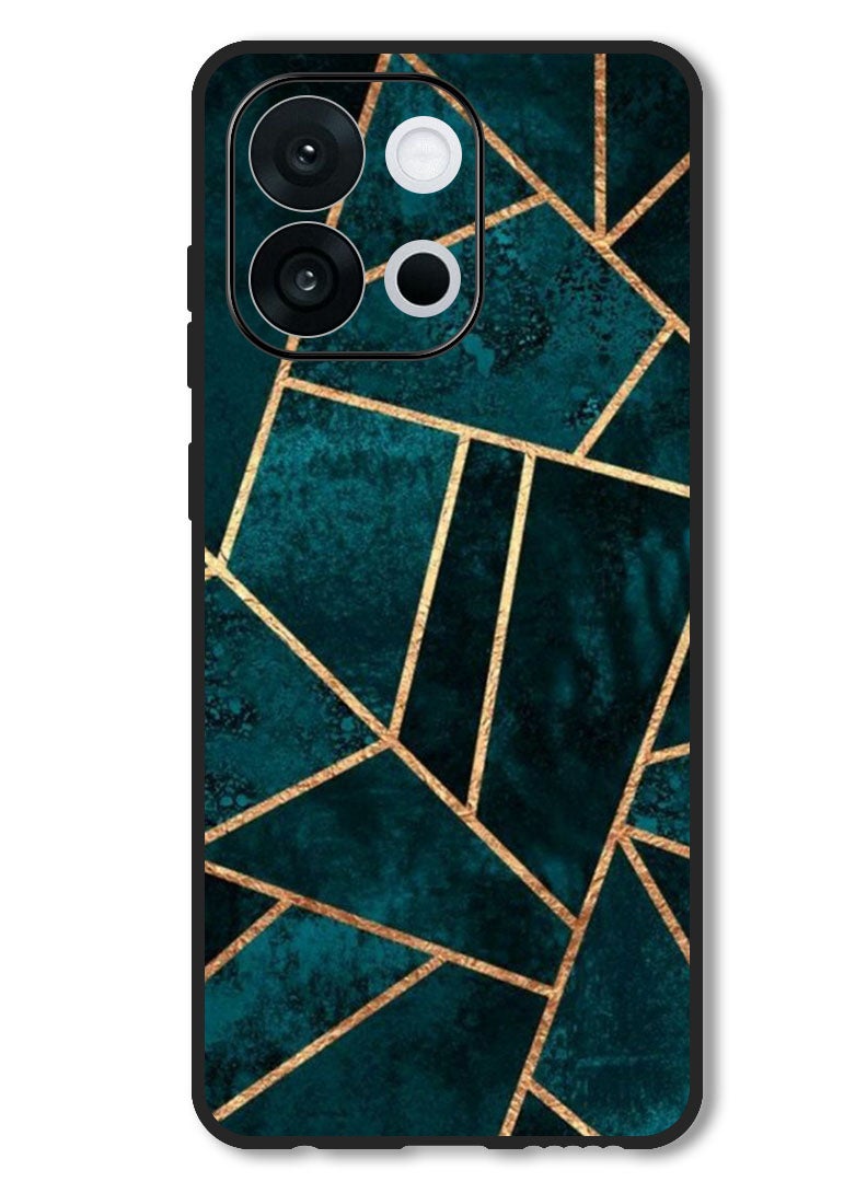 Theodor Case Compatible with OnePlus 13s 6.32 Inch Protection Shockproof Bumper Cover Green Geometrical - Image 1