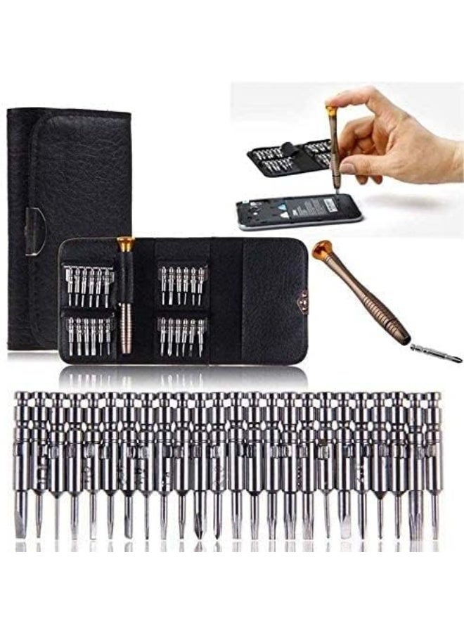 24-in-1 Screwdriver Set, Portable Mini Screwdriver Repair Tools with a Black Leather Case for Versatile Use - Image 1