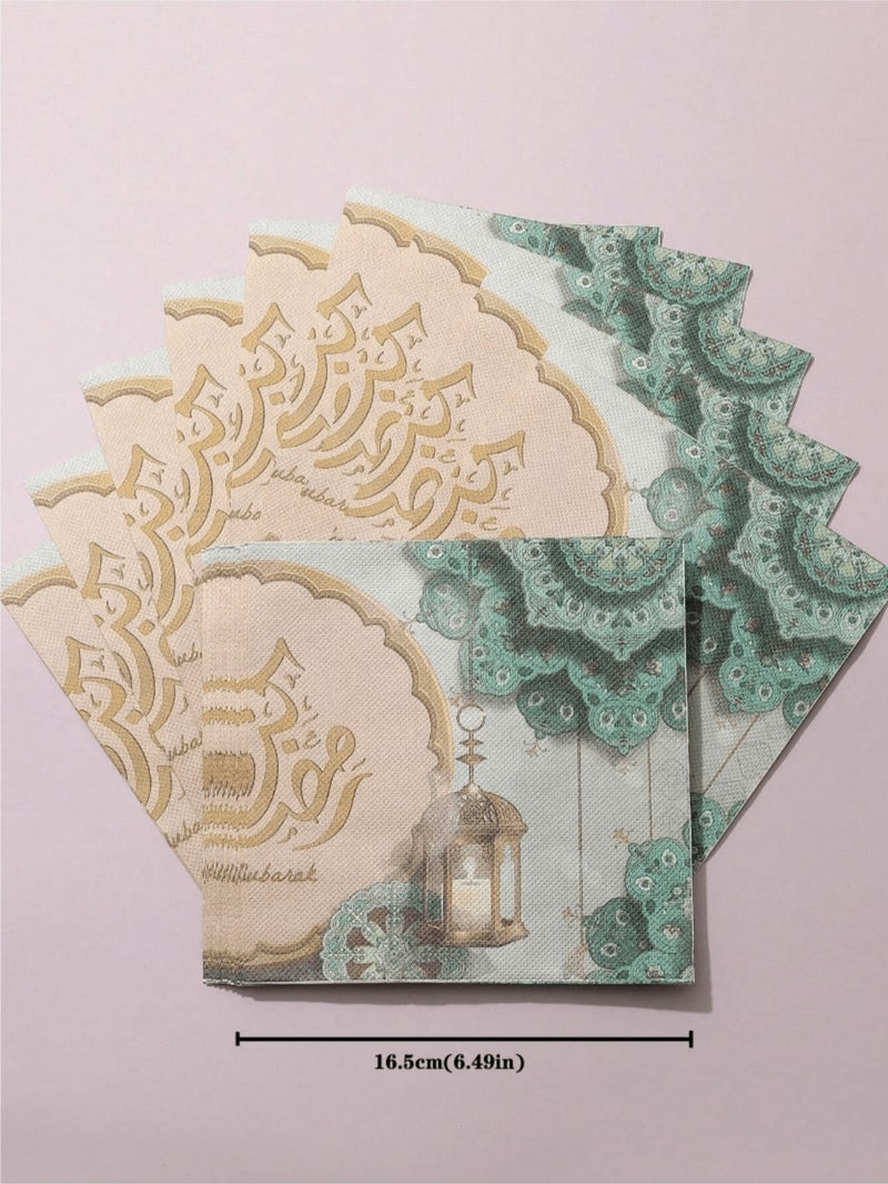 زينة رمضان مناديل سفرة رمضان ورقية  20 قطعة – مقاس 33 × 33 سم - Image 2