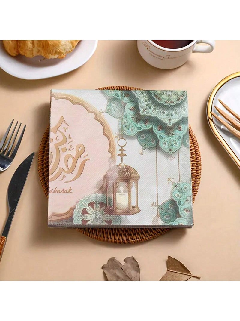 زينة رمضان مناديل سفرة رمضان ورقية  20 قطعة – مقاس 33 × 33 سم - Image 1