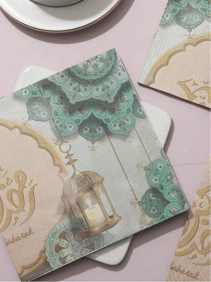 زينة رمضان مناديل سفرة رمضان ورقية  20 قطعة – مقاس 33 × 33 سم - Image 4
