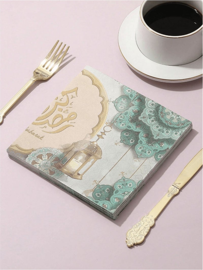 زينة رمضان مناديل سفرة رمضان ورقية  20 قطعة – مقاس 33 × 33 سم - Image 3
