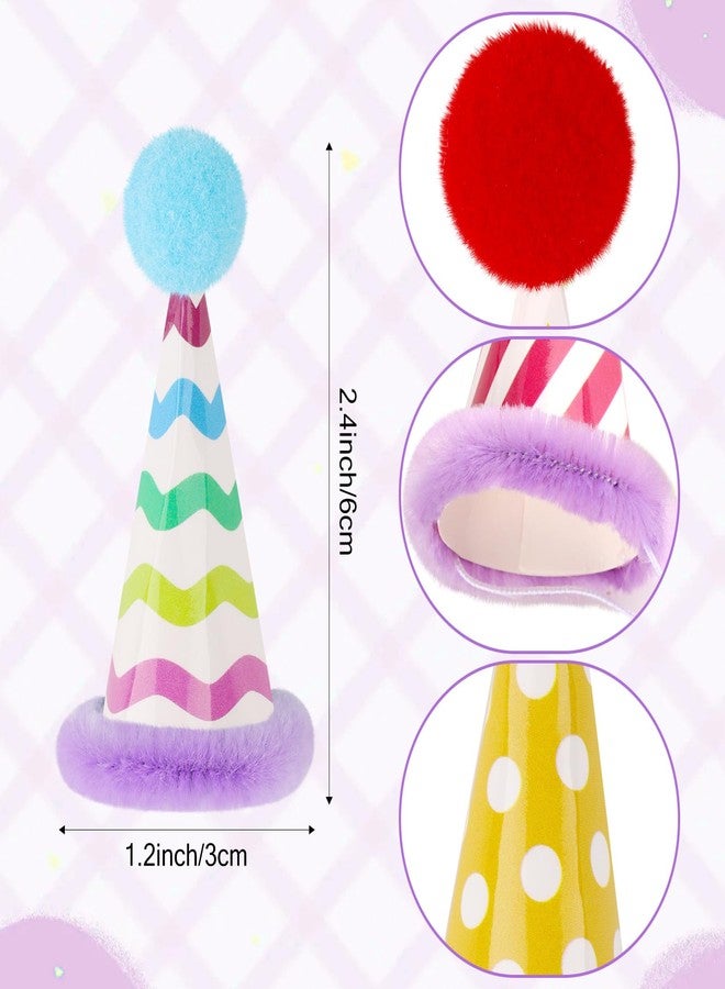 Atiloy Mini Party Hats for Stuffed Animals Figures Toys Cute Cake Cone Birthday Party Hats with Pom Poms for Stuffed Animals Pets Baby, Accessories - Image 3