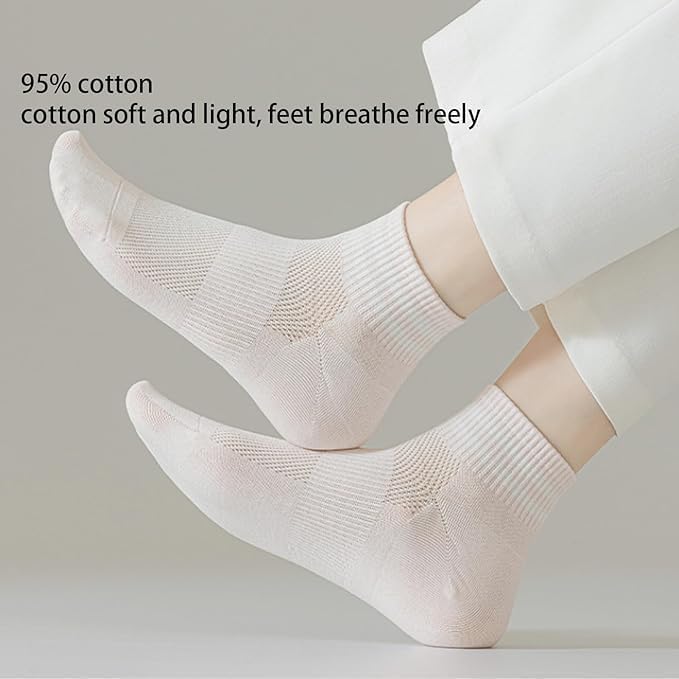 ChicAbode Ankle Socks,Thin Breathable Cotton Ankle Socks for Women,Fashion Striped Athletic Women's Socks,Mesh Women Above Crew Socks 5 Pairs - Image 4