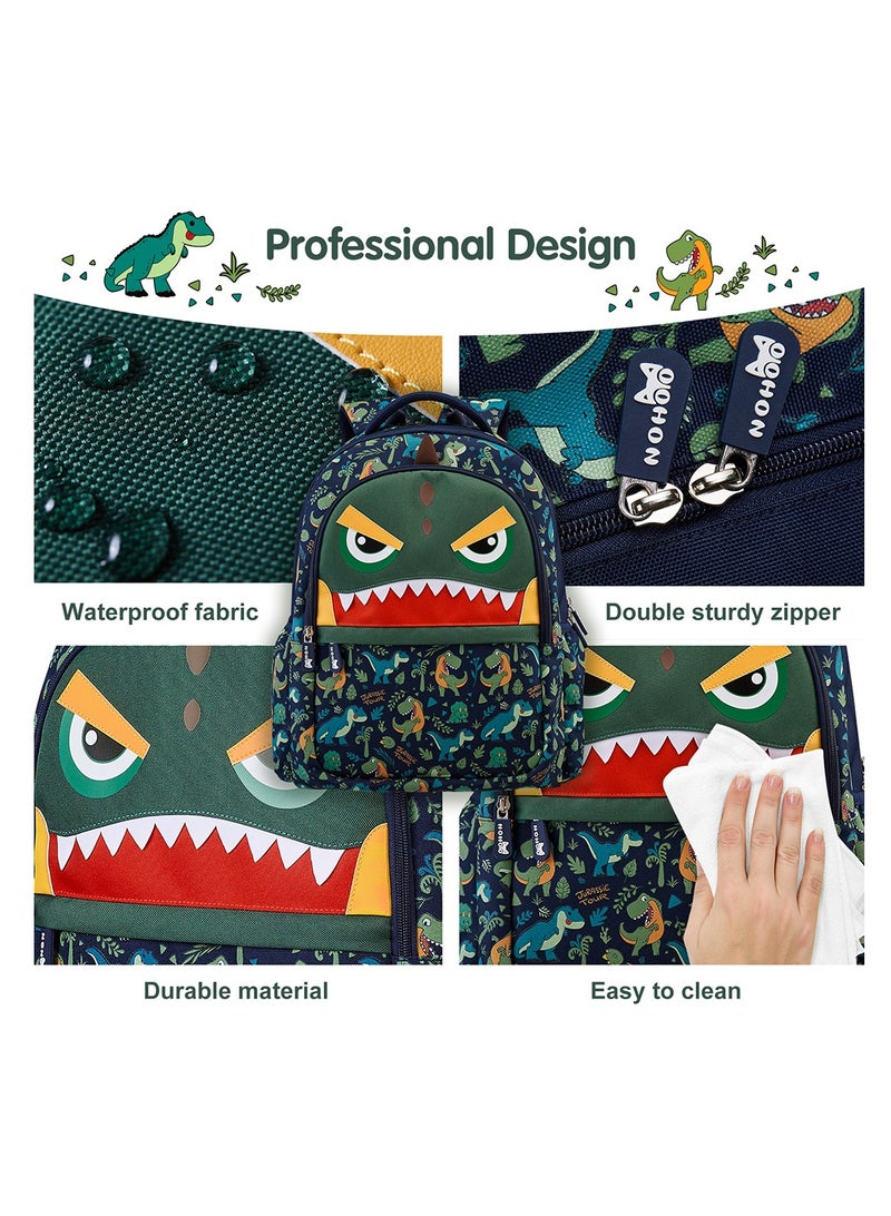 Nohoo Set Of 3 Kids 16 Inch School Bag With Lunch Bag And Pencil Case Dino - Green - Image 5