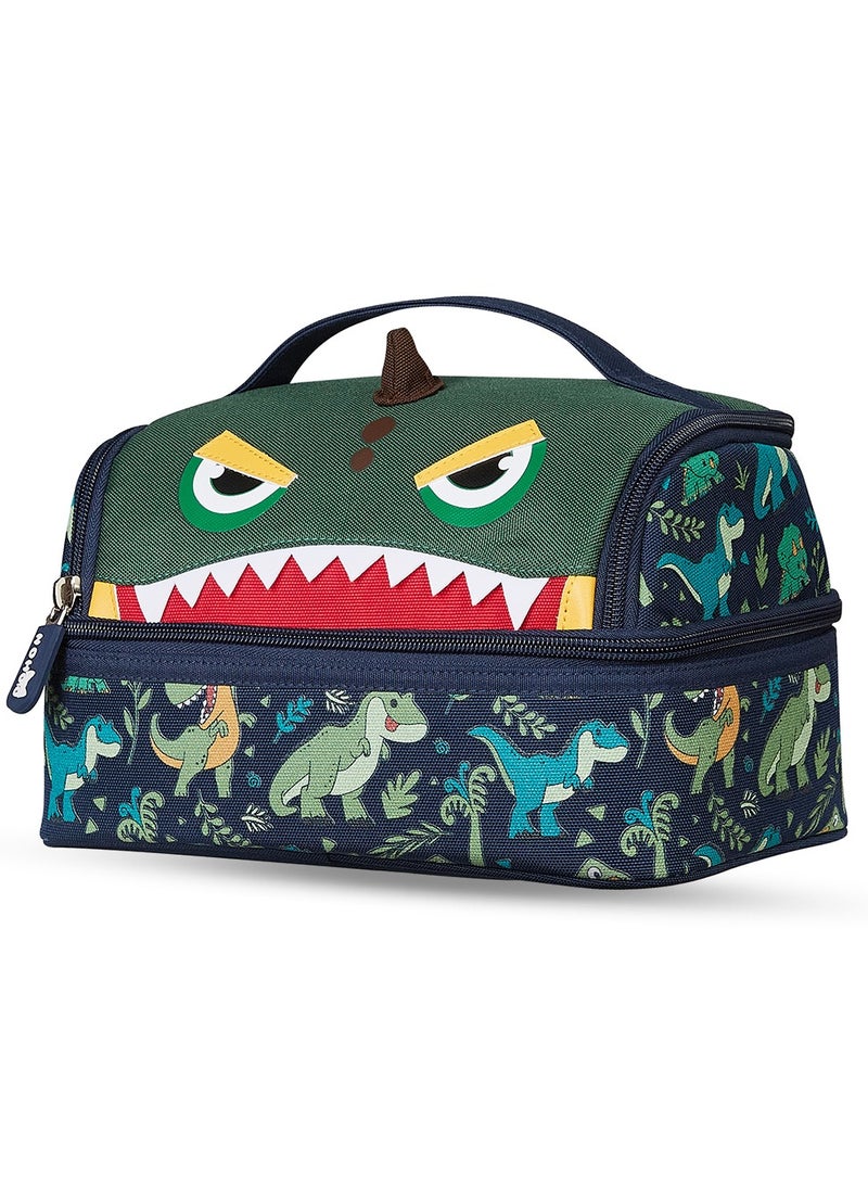 Nohoo Set Of 3 Kids 16 Inch School Bag With Lunch Bag And Pencil Case Dino - Green - Image 3