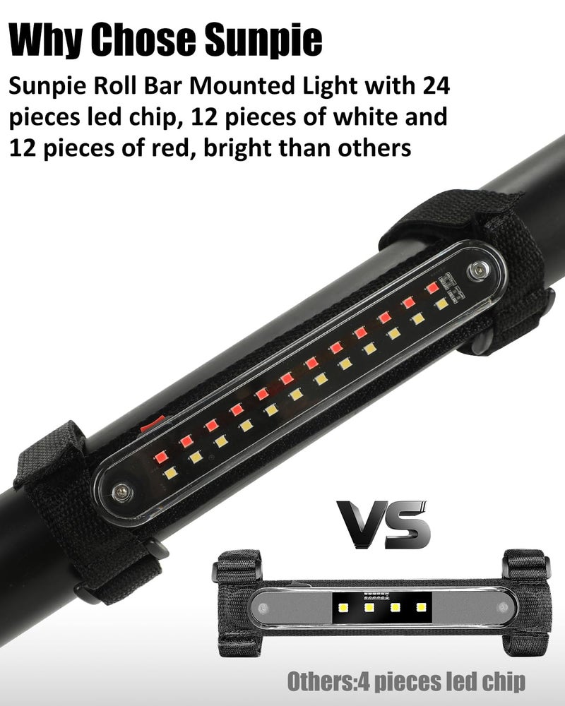 SUNPIE Dome Light for UTV Universal Roll Bar Interior Lights Compatible with UTV Polaris(RZR) Talon/Pioneer CanAm(All Model) Kawasaki(Teryx/Mule) Golf Cart Yamaha Wrangler, White and Red - Image 2