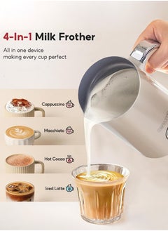 Cafelffe 4 in 1Electric Milk Frother,Coffee Frother, Warm and Cold Milk Foamer, 500W/240ml Automatic Milk Heater Warmer for Coffee, Latte,Cappuccino,Hot Chocolate,Silent Operation,Ivory white  - Image 2
