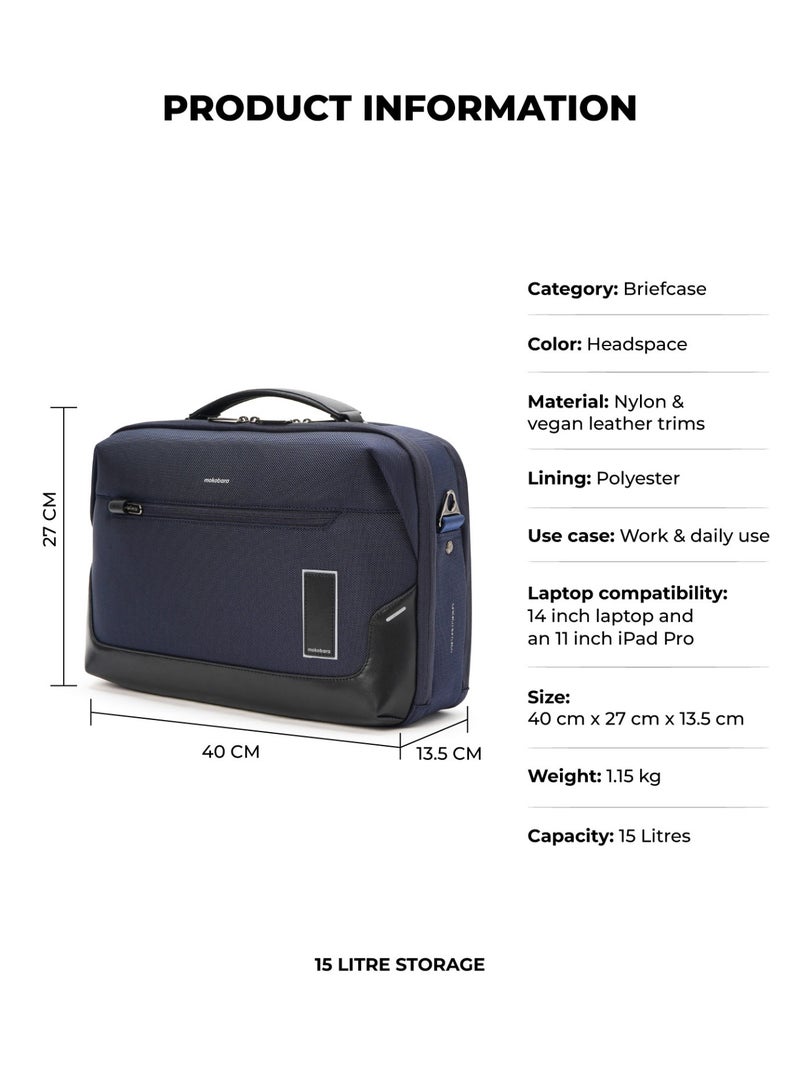 Mokobara The Bento Briefcase - Nylon And Vegan Leather | Headspace, Navy Blue  - Image 3