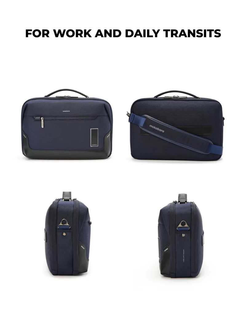 Mokobara The Bento Briefcase - Nylon And Vegan Leather | Headspace, Navy Blue