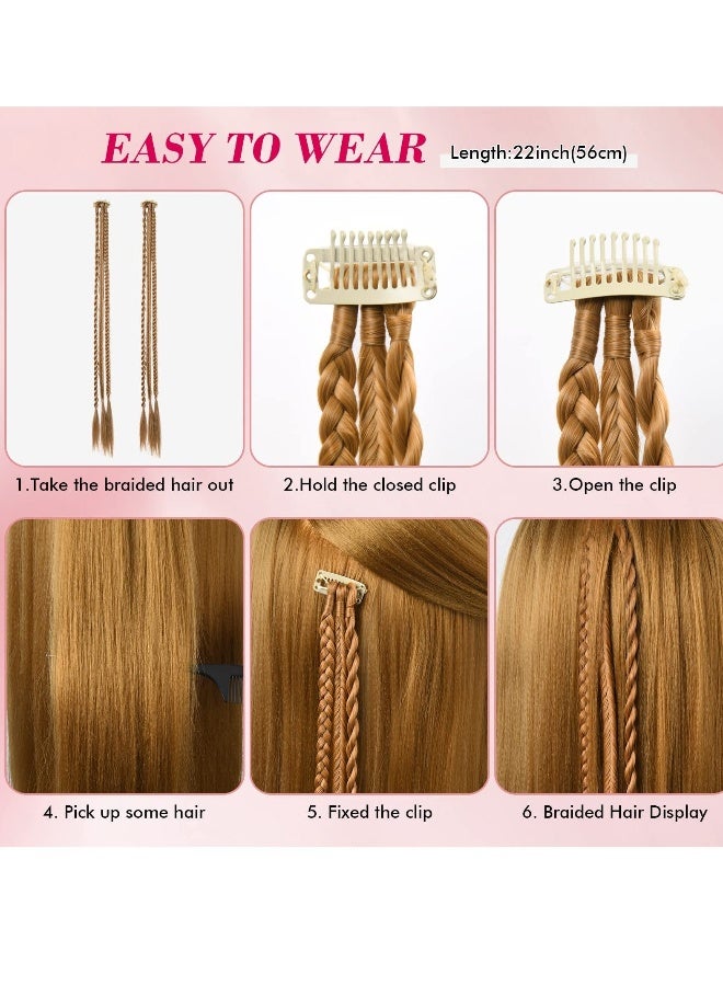 2 PCS Long Braid Ponytail Extension , Clip in Hair Extensions Baby Braids, 22" Long Natural Soft Synthetic Hairpieces for Women Daily Wear Copper - Image 3