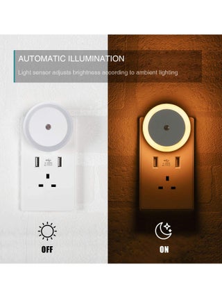 2-Piece LED Night Light Plug in Wall with Smart Light Sensor, Good for Sleep, Children Light for Hallway, Toddler Beds, Stairs, Warm White - view 5