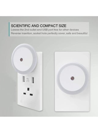 2-Piece LED Night Light Plug in Wall with Smart Light Sensor, Good for Sleep, Children Light for Hallway, Toddler Beds, Stairs, Warm White - view 3