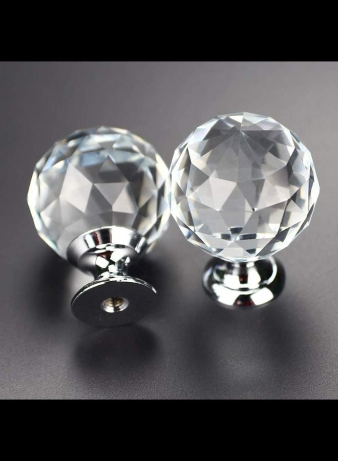 ABBASALI Cabinet Pull Knob Crystal Glass Full Diamond Knob Sets Of 2 Pieces (SILVER)